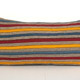Queen boho woven bedding kilim pillow cover, oversize striped turkish lumbar cushion with anatolian