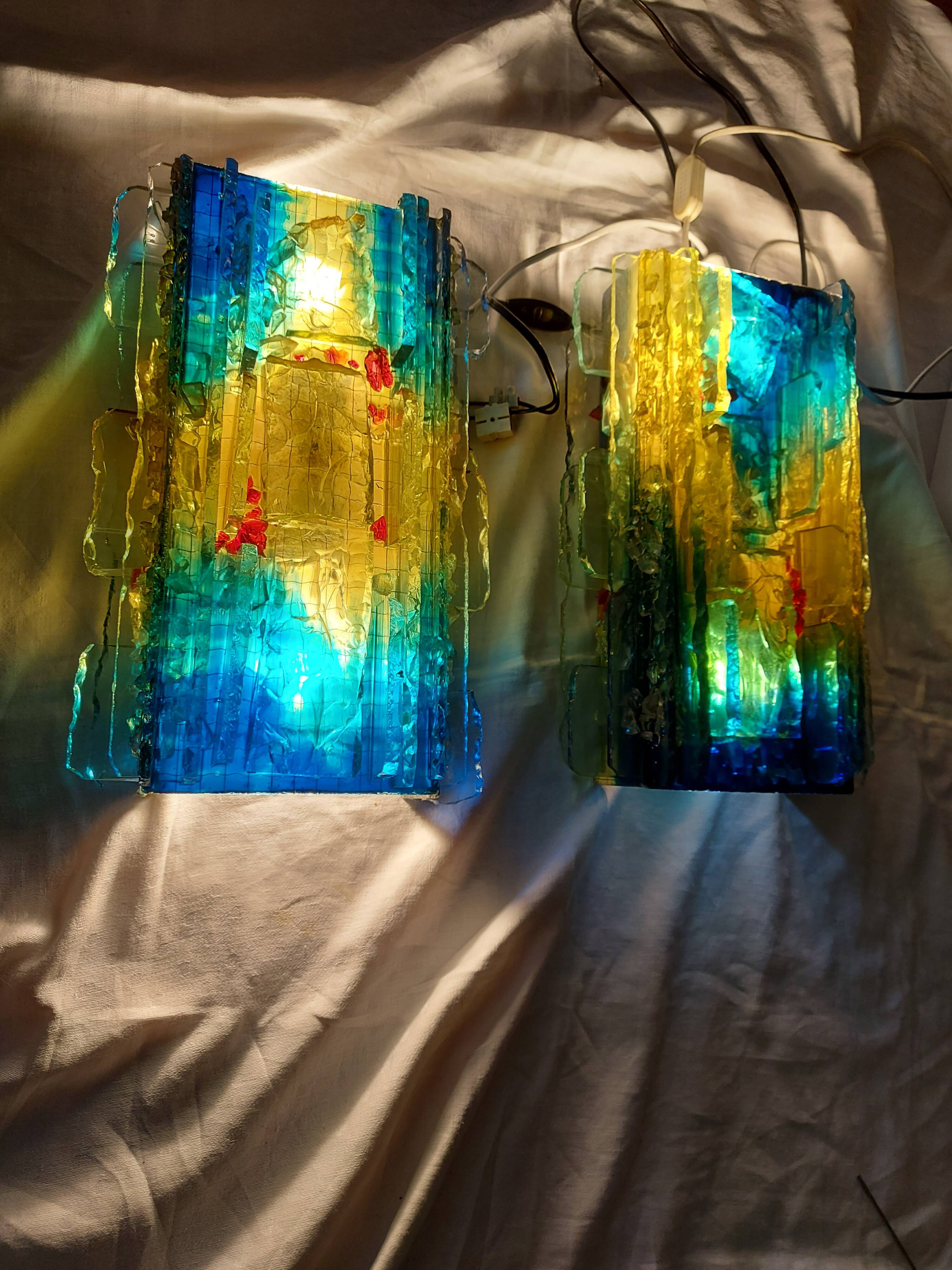 Pair of raak glass appliques, Willem Van Oyen, Chartres model