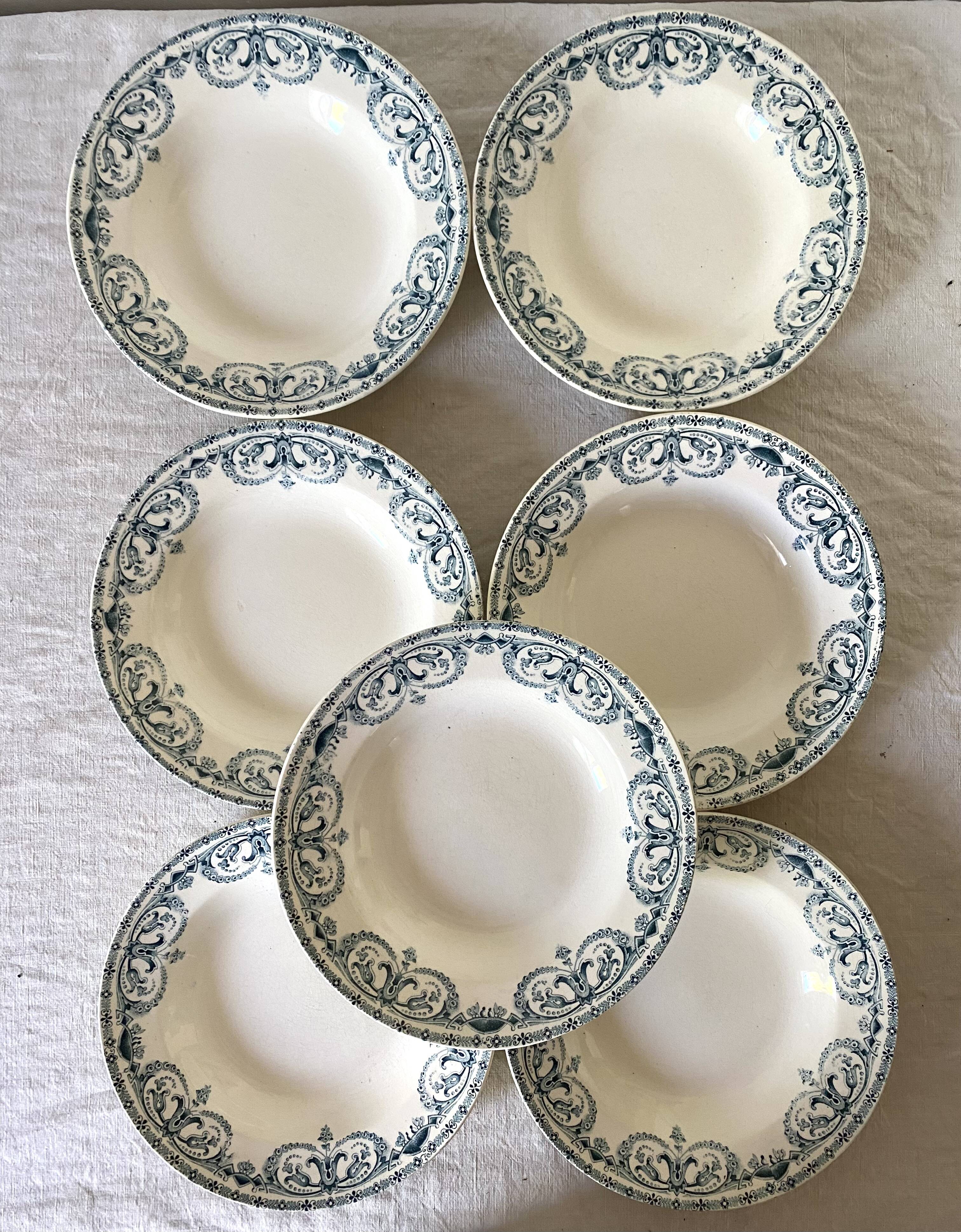 Antique Terre de Fer deep plates, early 20th century