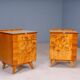 Pair of vintage Czechoslovak bedside cabinets with burl veneer, mid-century modern, 45 × 34 × 45 cm
