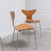 1st edition set of 4 'Lily' chairs in oak by Arne Jacobsen for Fritz Hansen, 1969