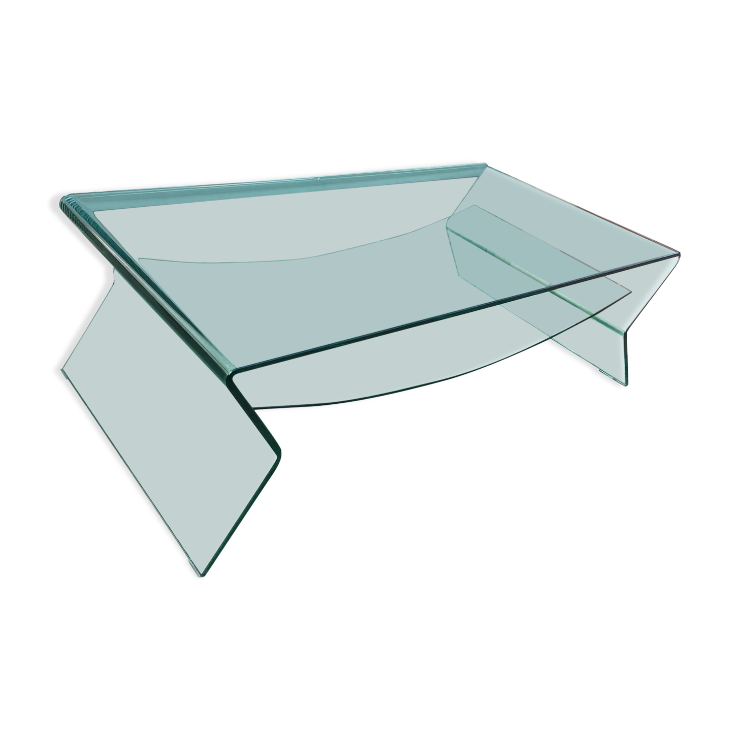 Table basse en verre courbe XXe