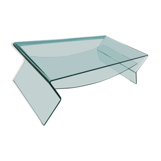 Table basse en verre courbe XXe