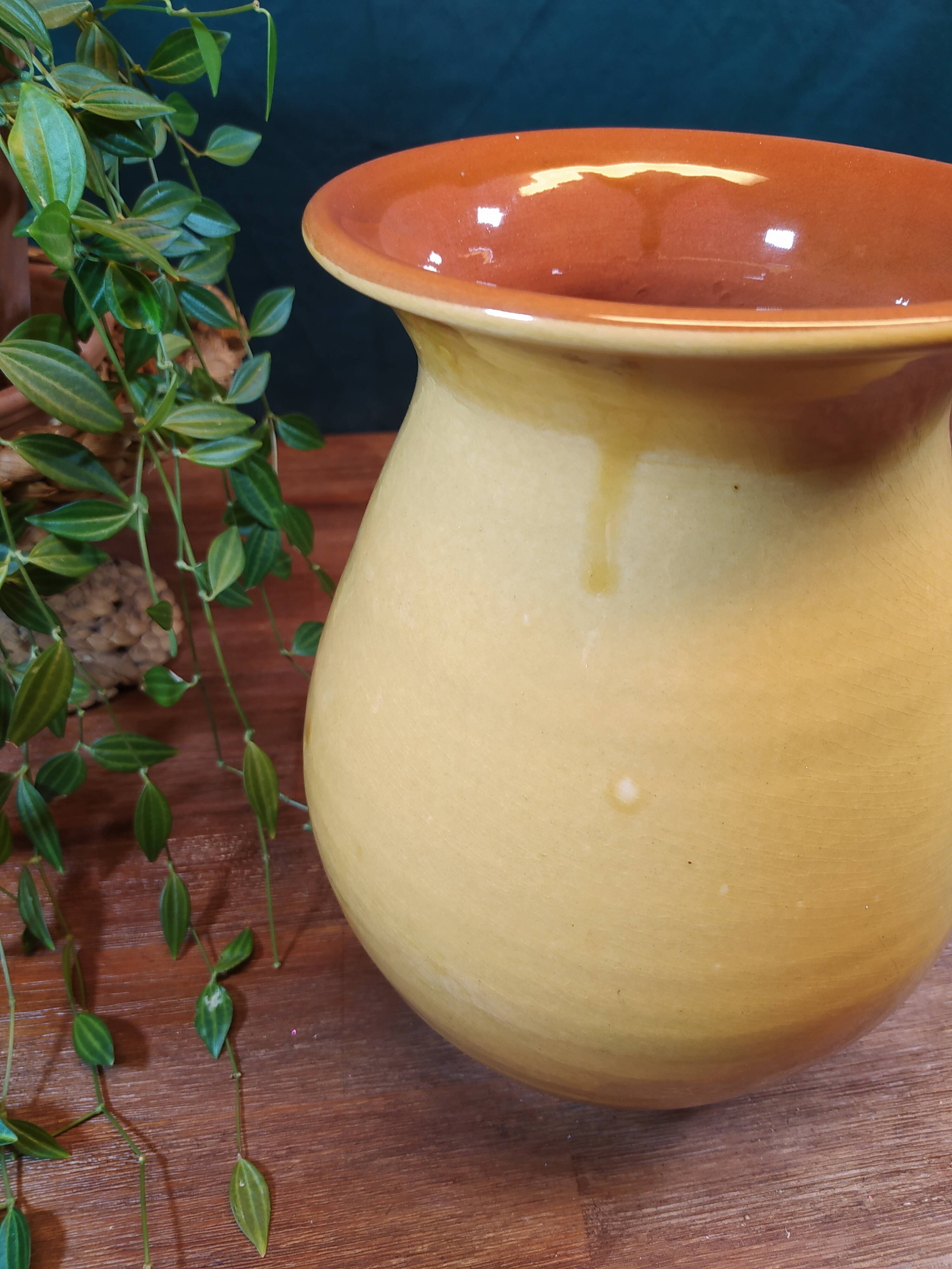 Vintage mustard yellow stoneware vase