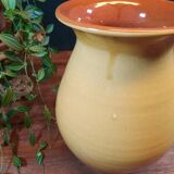 Vase en grès vintage jaune moutarde