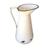 Broc de toilette ancien en tole émaillée blanche
