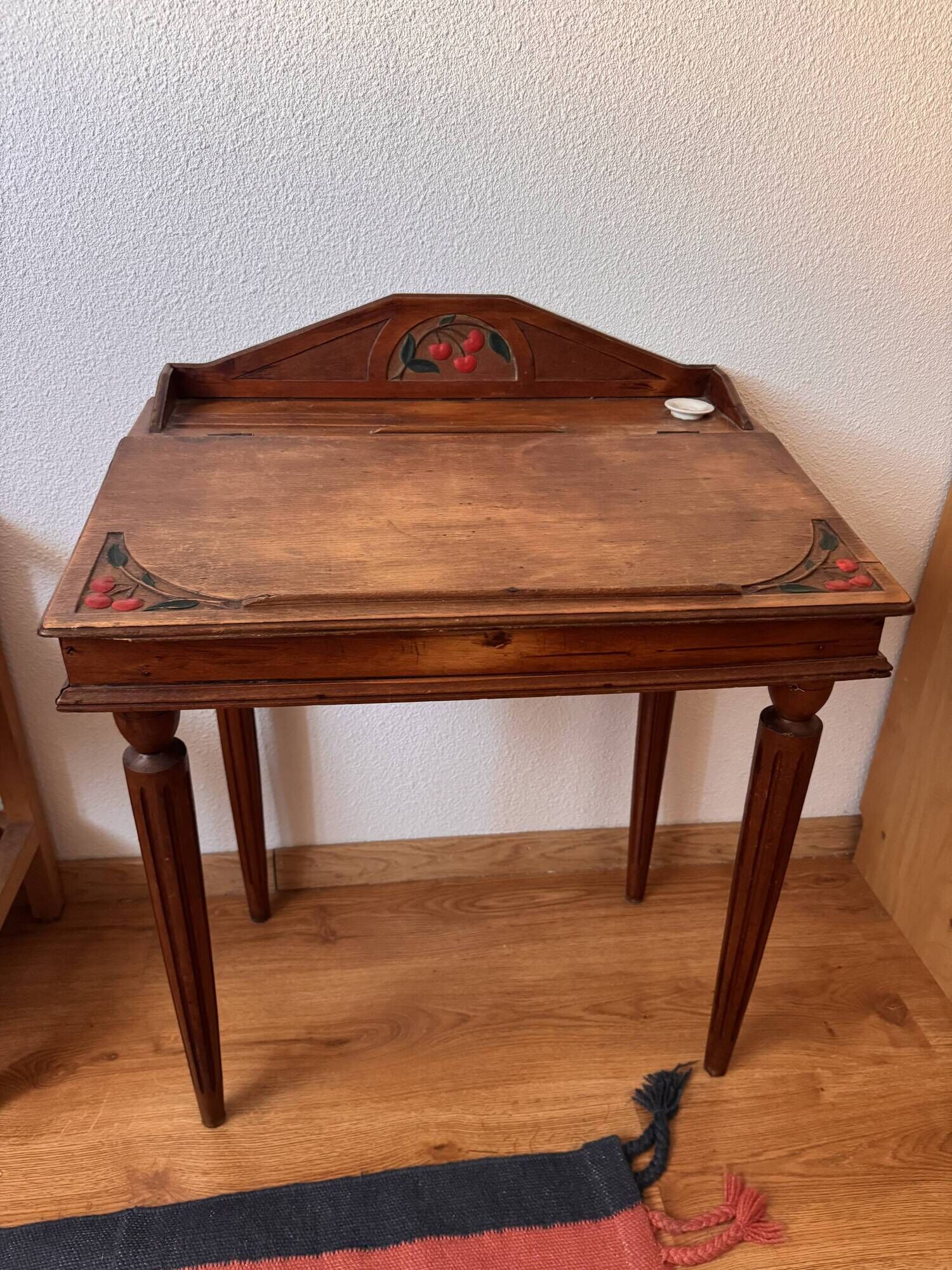 Vintage wooden children's secretary desk – cherry decor