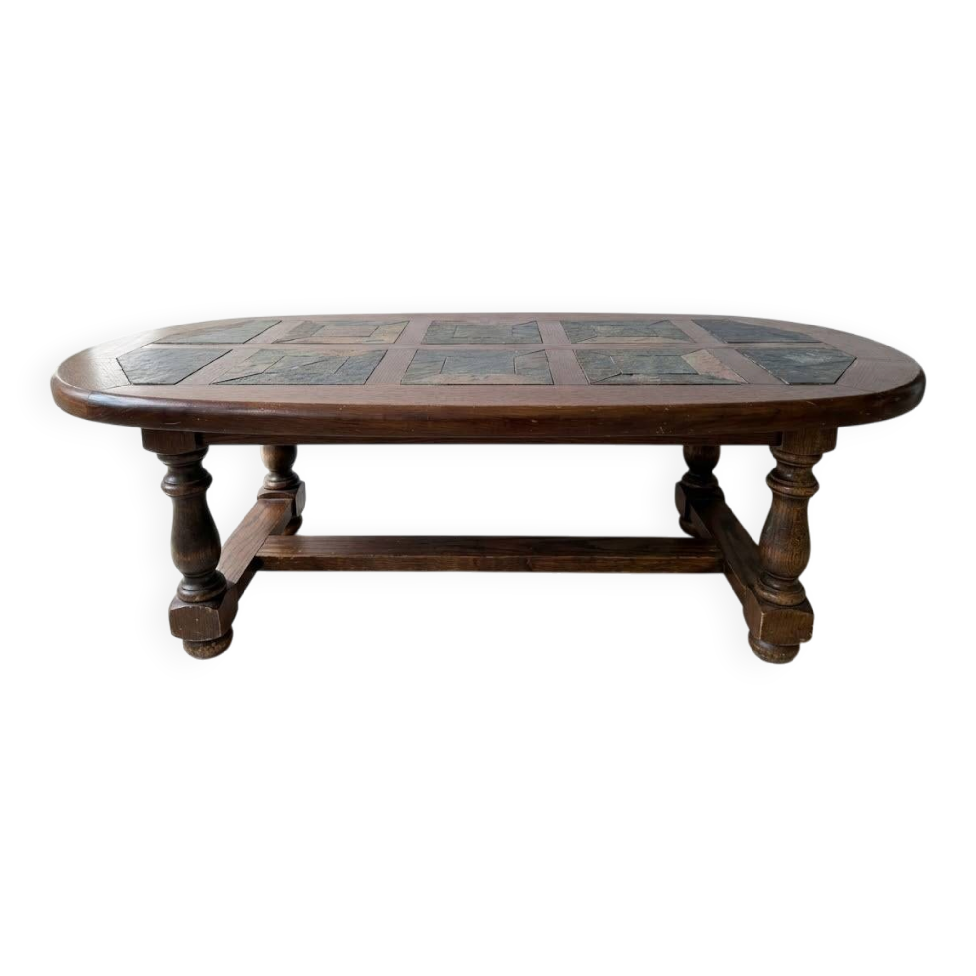 Table basse bois brut et pierre naturelle