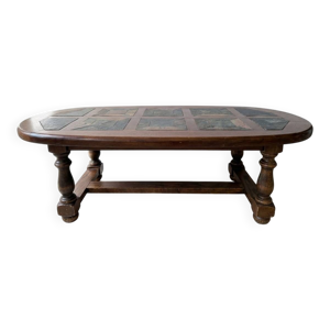 Table basse bois brut - pierre