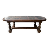 Table basse bois brut et pierre naturelle