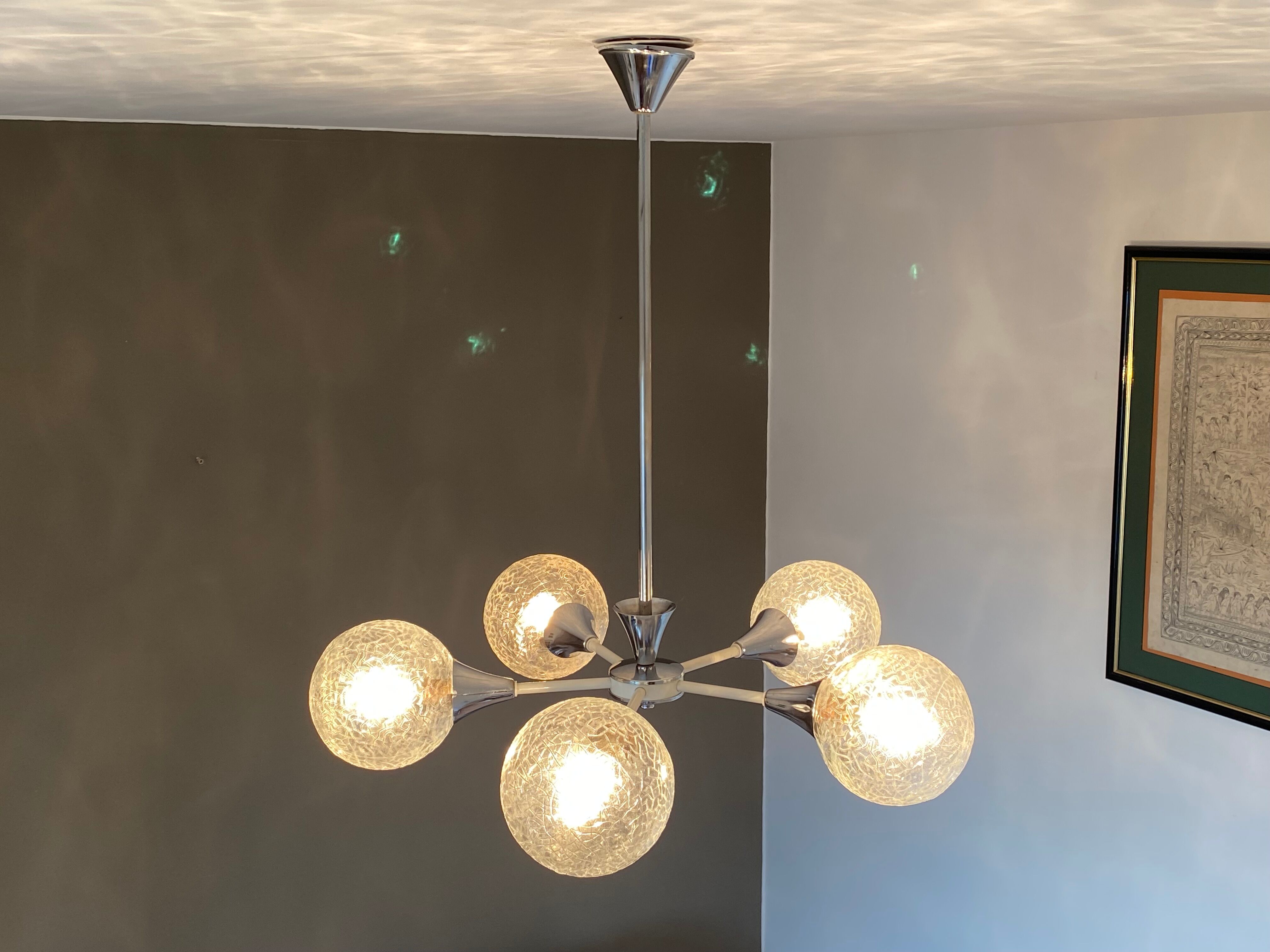 Chandelier "SPUTNIK". 1970. Space age.