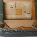 Stool footrest in green skaï