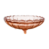 Salmon colored bowl on legs, Ząbkowice, Poland, 1930s