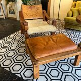 Paire de fauteuils et un repose pied Pierre Chapo 1960