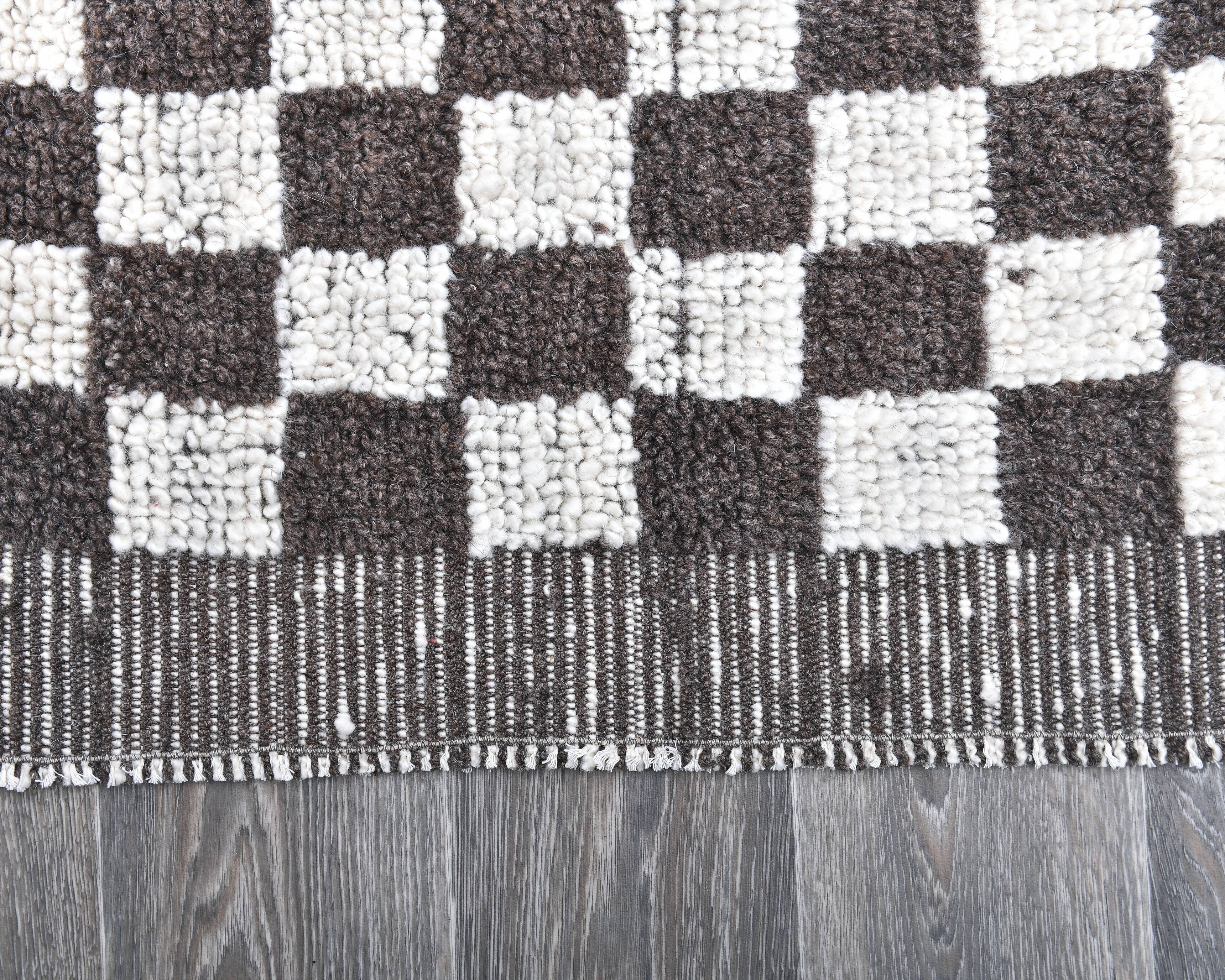 4x7 Checkered Handmade Wool Rug 137x214Cm SK 241436