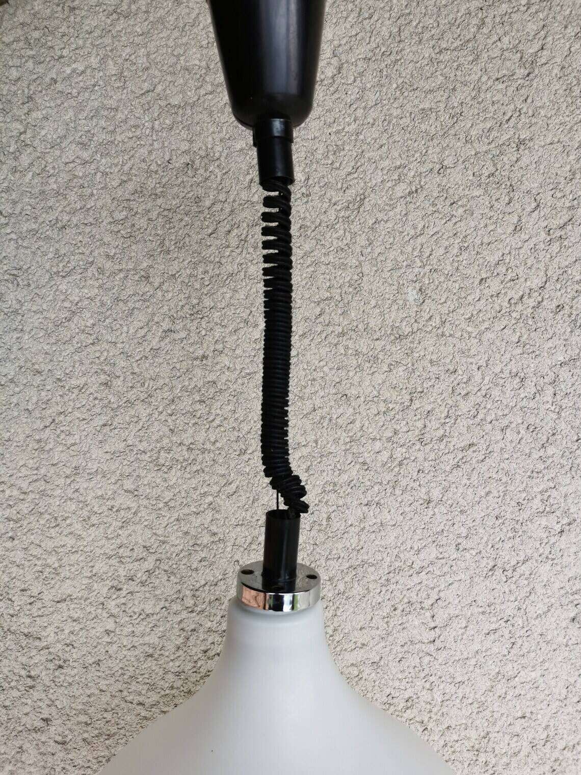 Vintage White Glass Pendant Lamp Ceiling Light Meblo Style Yugoslavia made