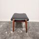 Danish - Style Stool with Faux Leather – 1970s