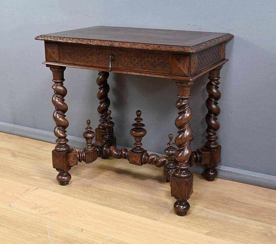 Small Oak Desk Table, Louis XIII Style – Mid-19th Century