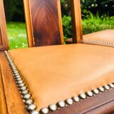 Pair of vintage art deco chairs in wood and camel Skai