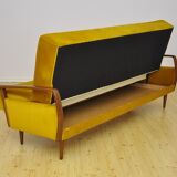 Velvet Daybed Sofa with fold-out function, 1950s
