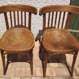 Set of 2 vintage wooden bistro chairs