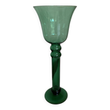 XXL tulip candle holder in blown green glass from the 1960s