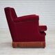 1970s, Danish armchair, furniture velour, ash wood legs.