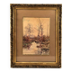 Louis Tauzin (1842-1915), “Landscape at the river” watercolor signed and framed