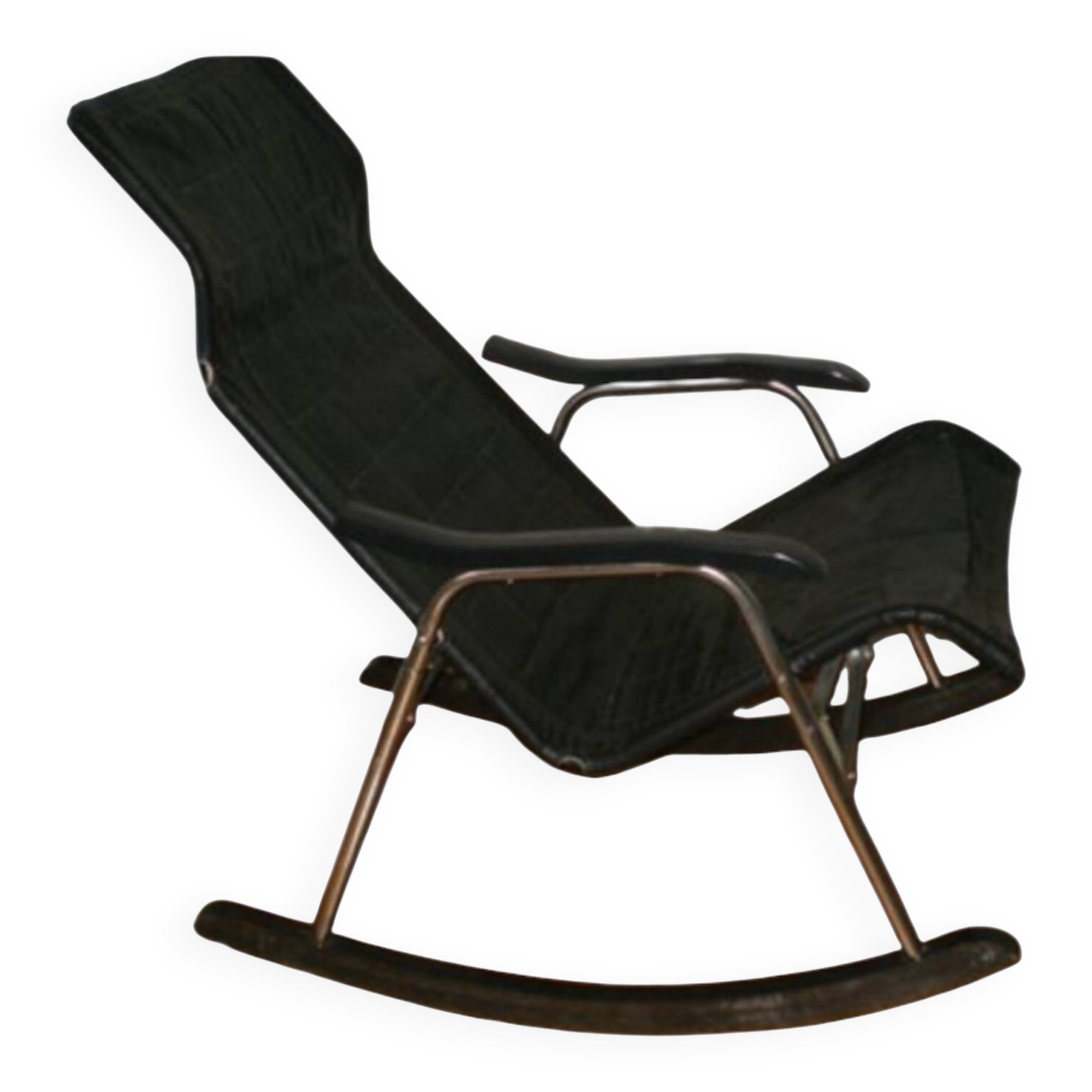 Rocking chair by Takeshi Nii - Leather and wood - 60s