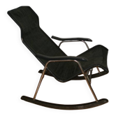 Rocking chair par Takeshi Nii-Cuir et bois -60’s