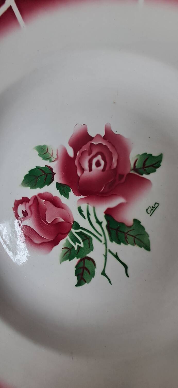 Large round platter, Cibon model, by Digoin Sarreguemines. Vintage