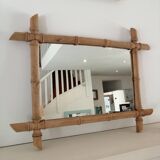 Set of vintage wood mirrors bamboo effect