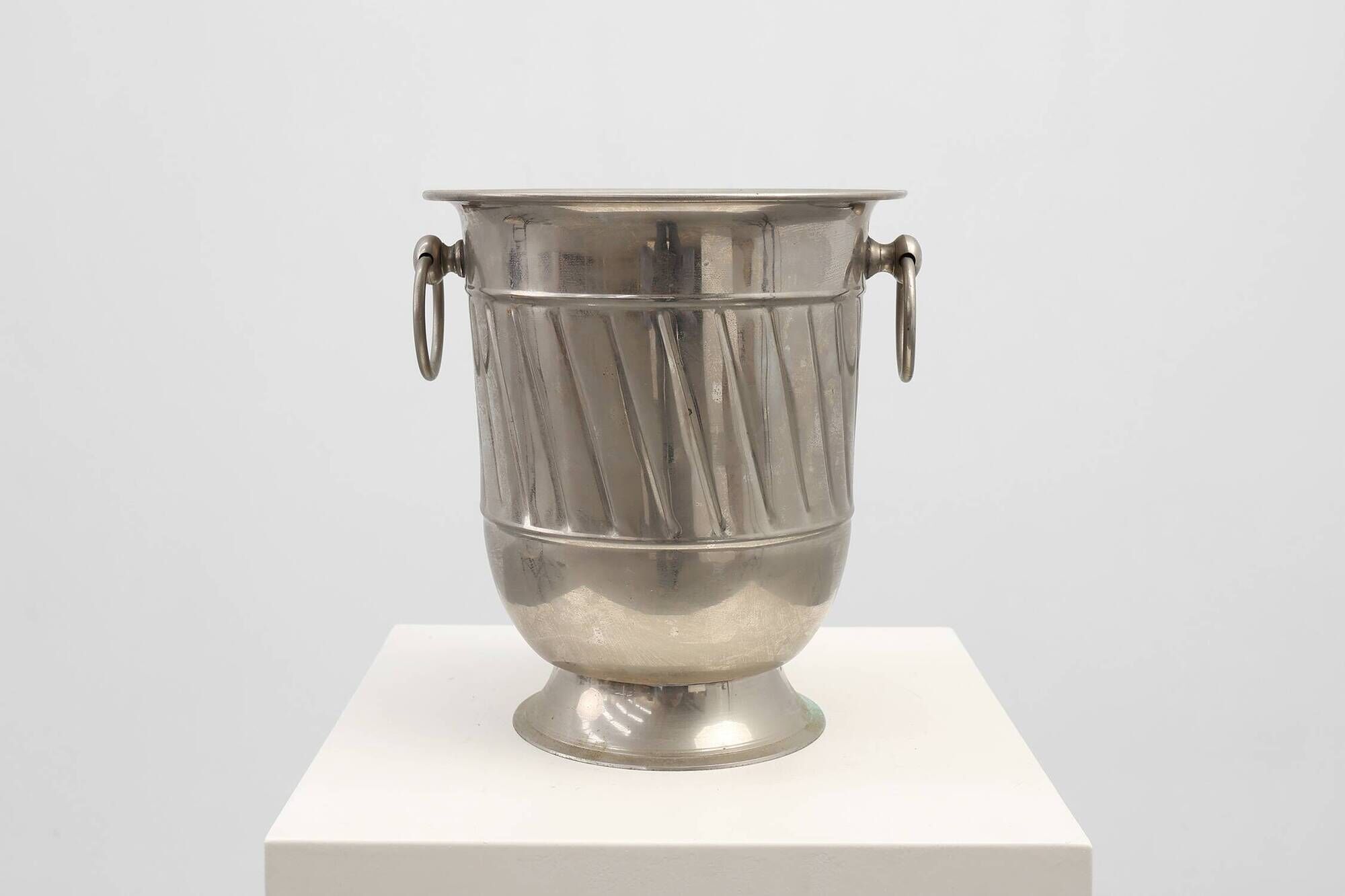 Art deco Metal Ice Bucket with Ring Handles, France 1920s