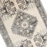 Turkish rug, handmade cream wool 54x116cm