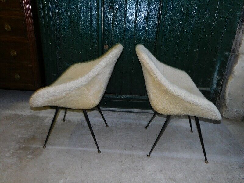 Pair of haired armchairs 1960