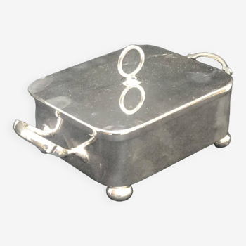Victorian silver metal butter dish