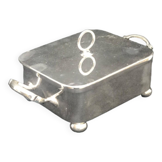 Victorian silver metal butter dish