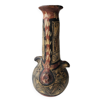 Kabyle Algerian pottery jar vase with polychrome geometric decorations