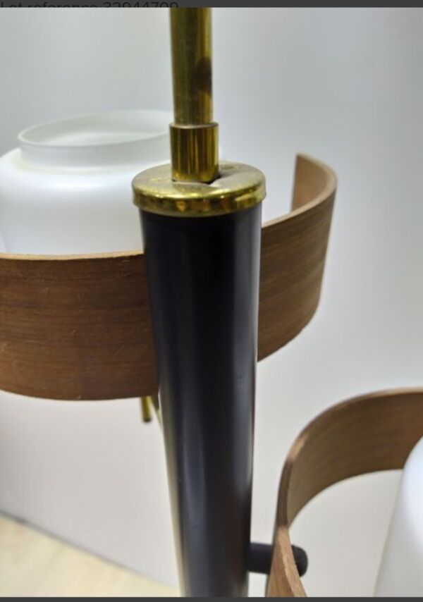 Suspension opaline teck et laiton