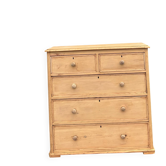 Large antique English chest of drawers in pitch pine.