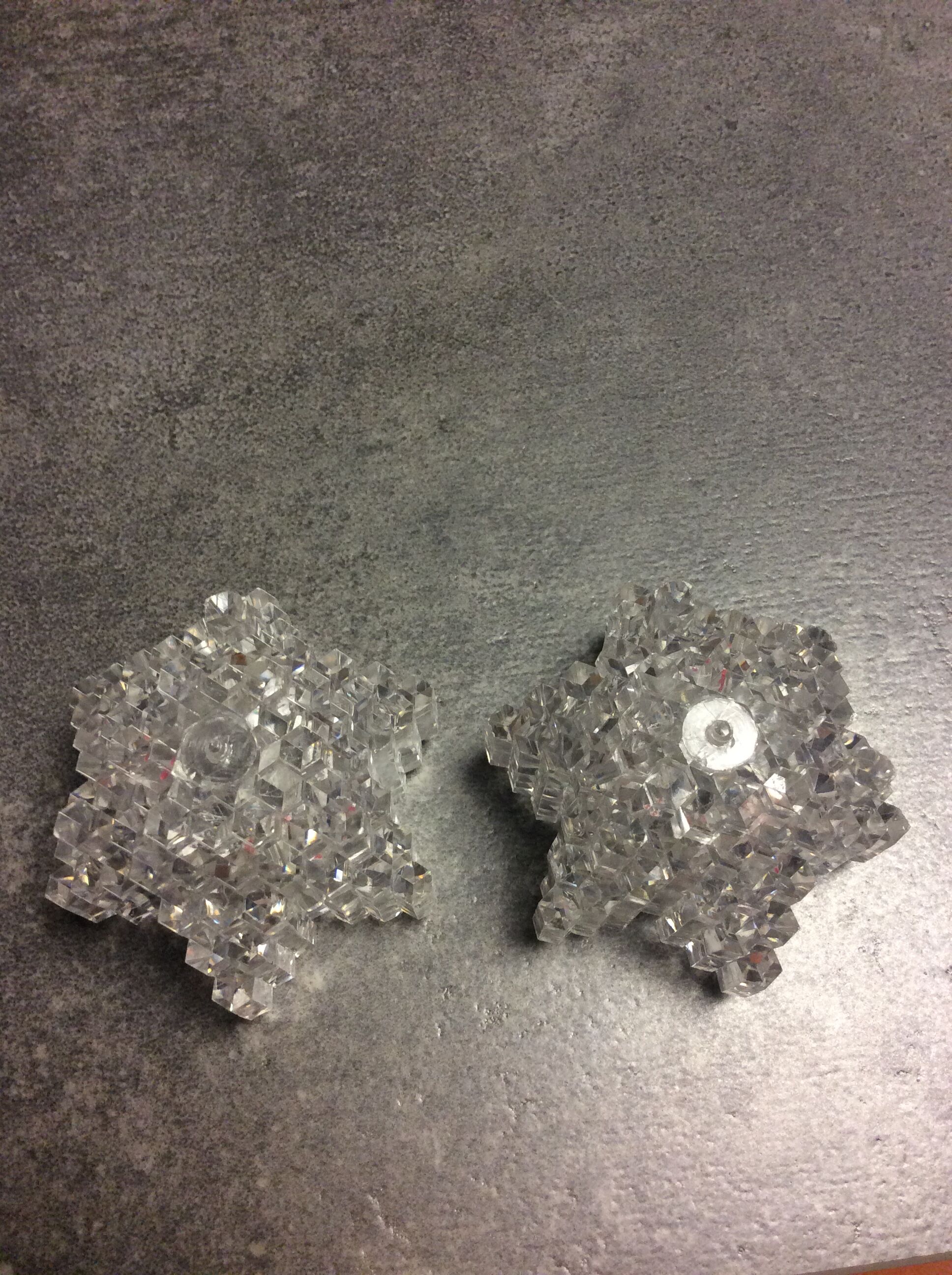 Pair of plexiglass candle holders from the 80s