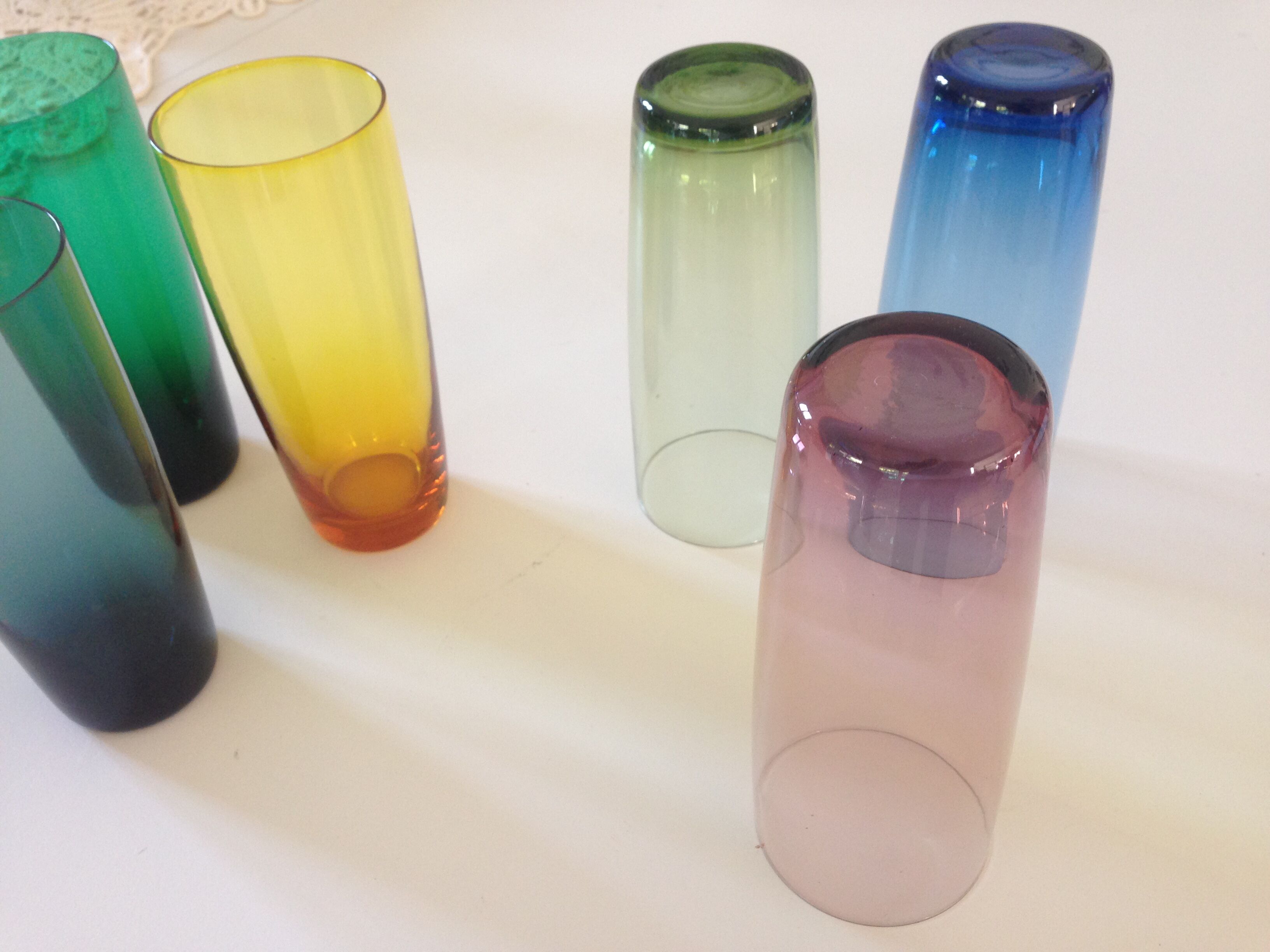 Suite of six colored glasses