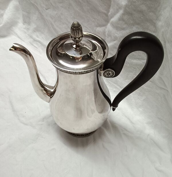 service à thé et à café 5 pièces en métal argenté Gallia pour Christofle modèle ''Malmaison