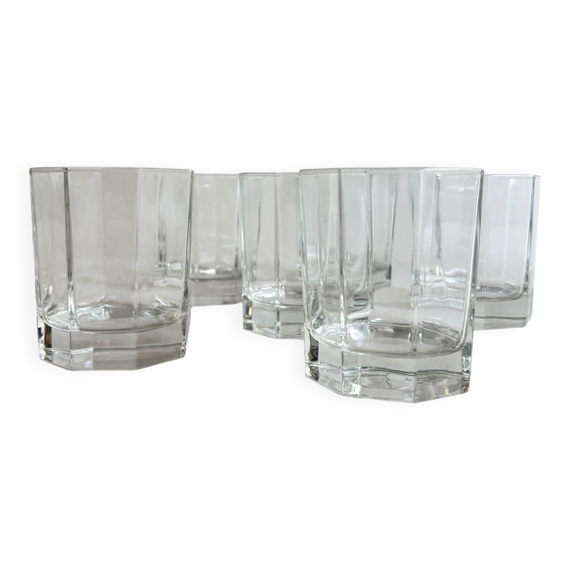 Ensemble de 6 verres à wisky à facettes