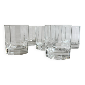 Ensemble de 6 verres à wisky à facettes
