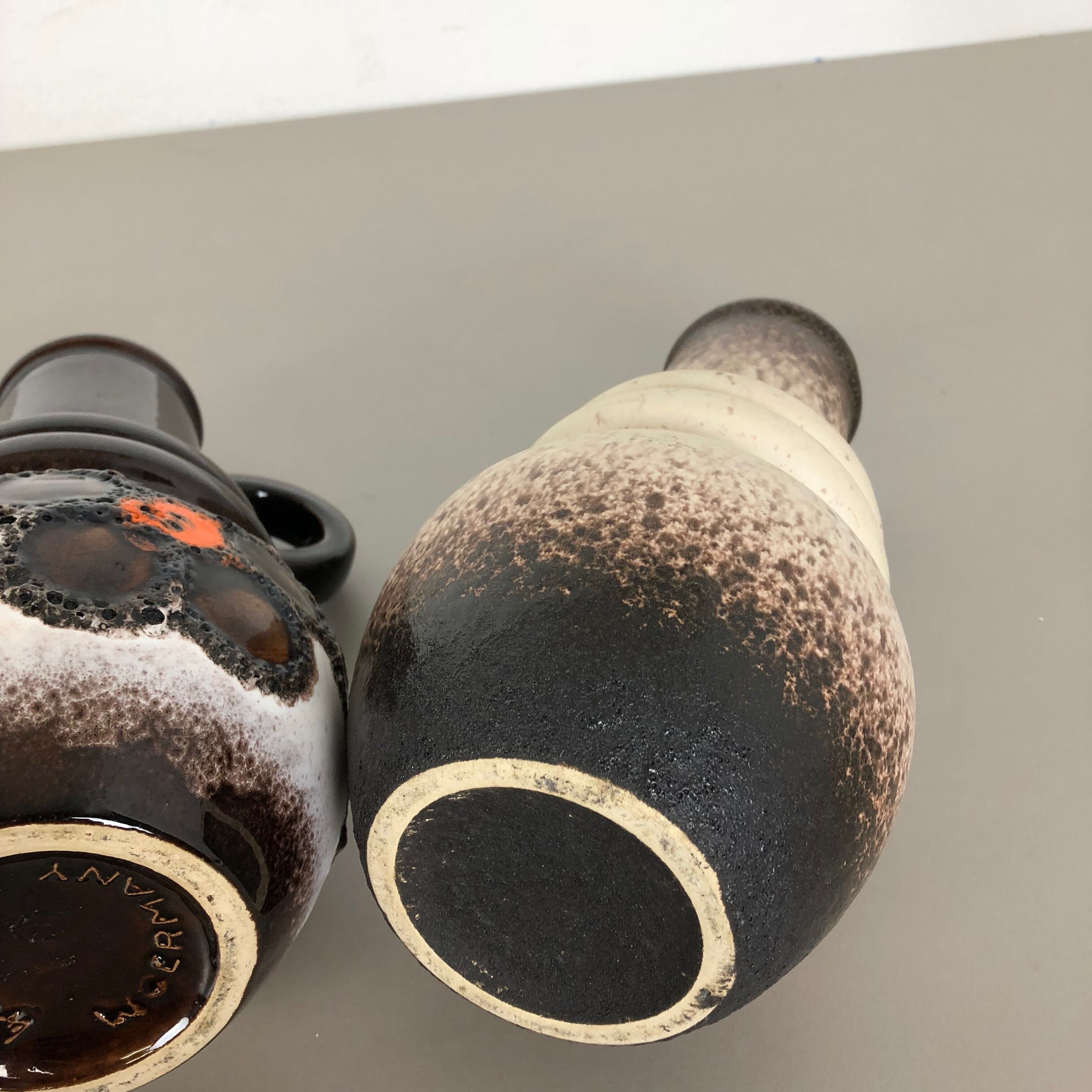 Set of three 1970s pottery fat lava "vienna" vases made by Scheurich, Germany