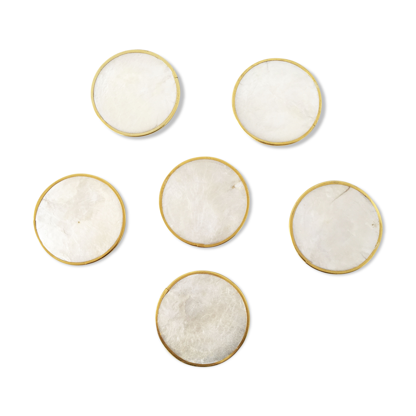 6 vintage mother-of-pearl coasters