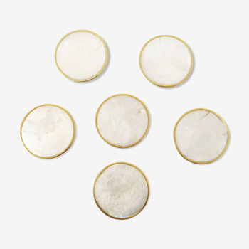 6 vintage mother-of-pearl coasters