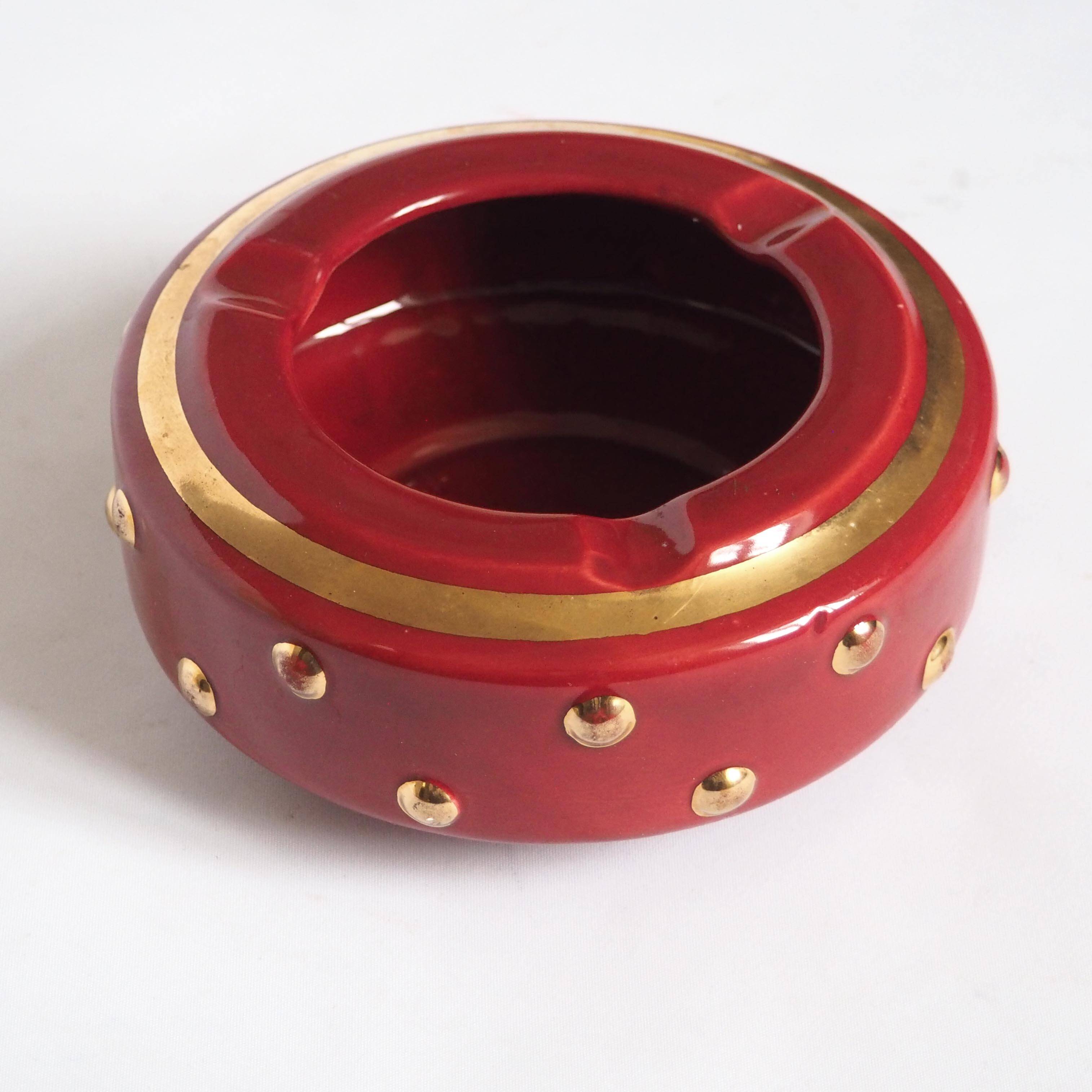 Cendrier céramique et or