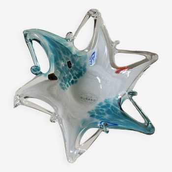 Vide Poche Murano/Modèle Millefiori. Forme étoile de Mer. En verre d Art soufflé. Diam 19,5 cm